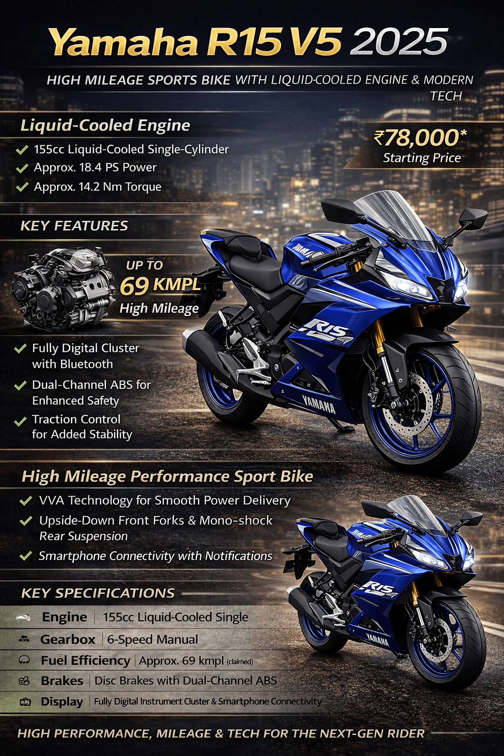 Yamaha R15 V5 Performance and tech